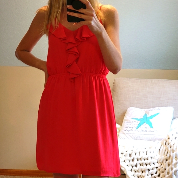 Flirty Red Ruffle Dress- Medium - Picture 1 of 5